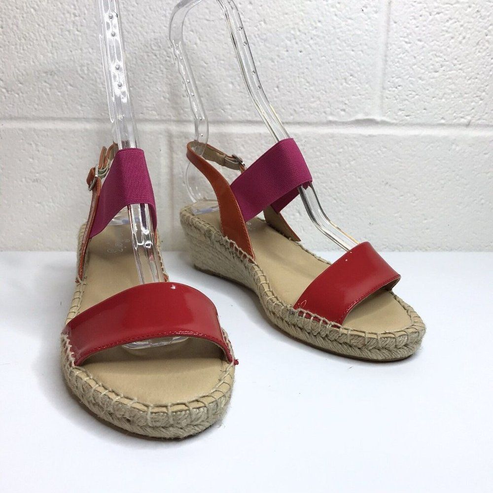 Carmen Saiz Anthropologie Womens Patent Leather Espadrille Wedge Sandals Size 39